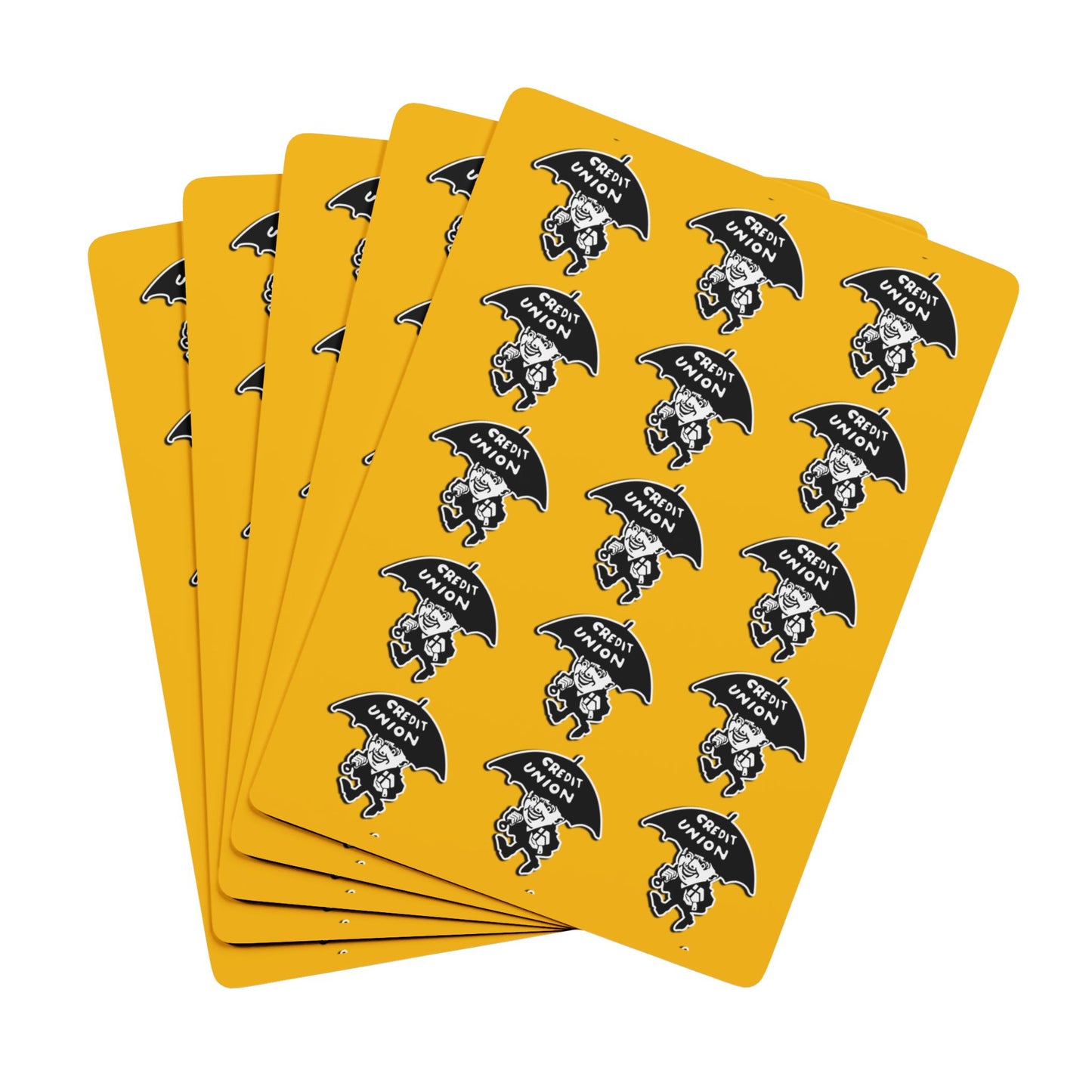 Credit Union Umbrella Man Playing Cards