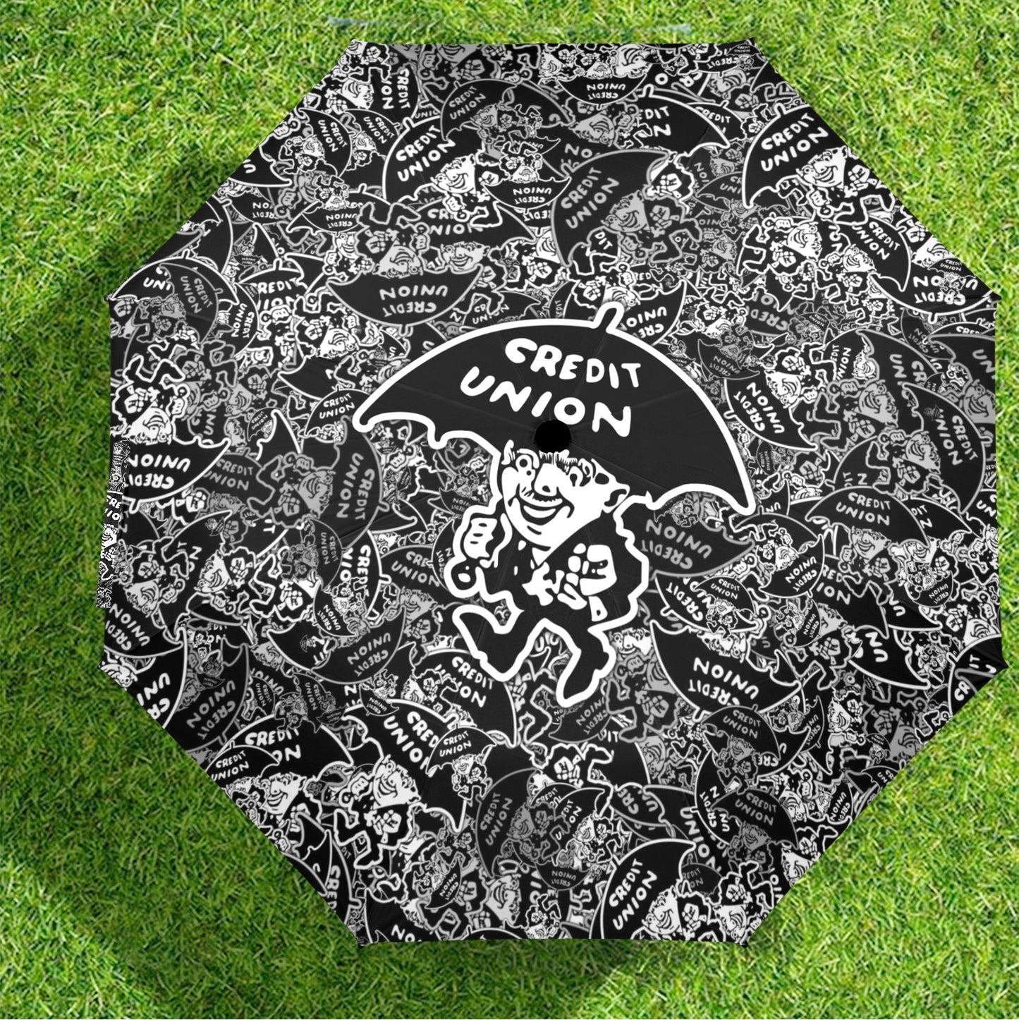 Credit Union Umbrella Man Umbrella (Black & White with Umbrella Man)
