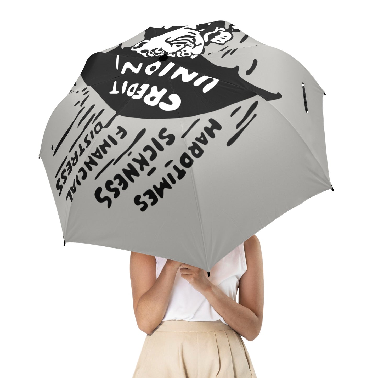 Credit Union Umbrella Man Umbrella (Grey Full Logo)