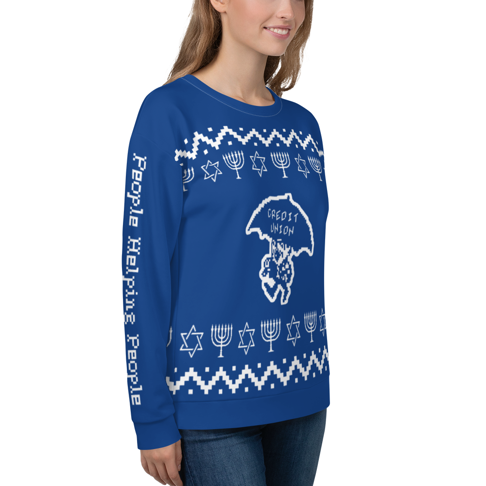 NEW Hanukkah Themed Credit Union Umbrella Man Sweatshirt
