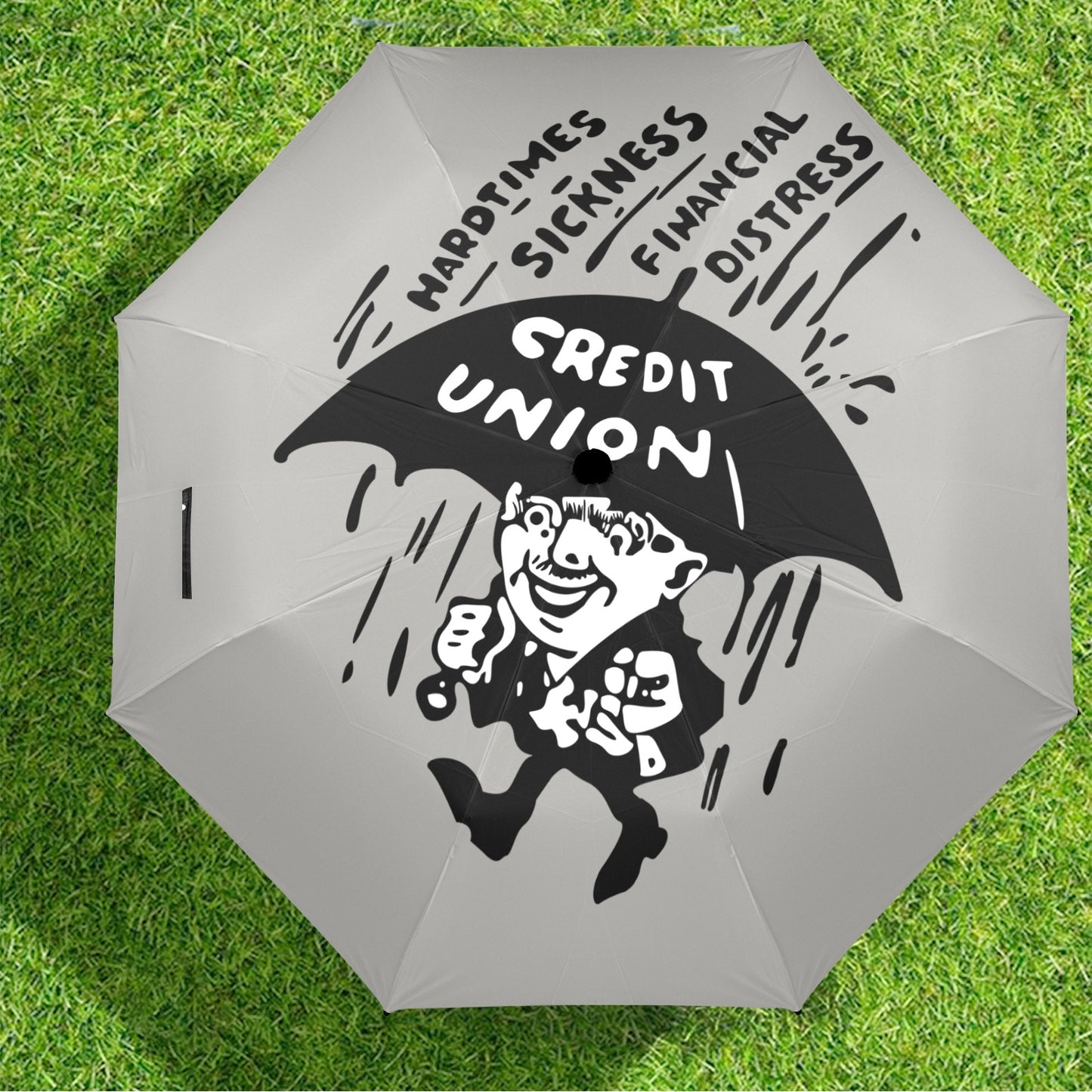 Credit Union Umbrella Man Umbrella (Grey Full Logo)