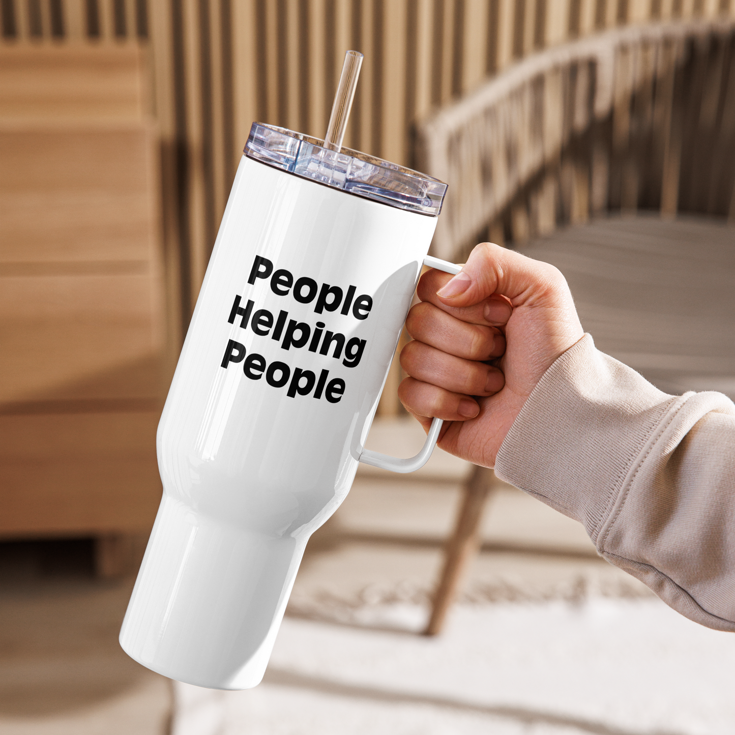 Umbrella Man and People Helping People Stanley-style Tumbler