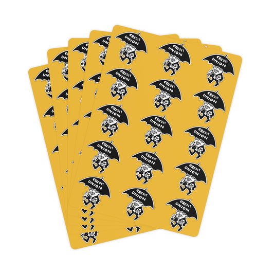 Credit Union Umbrella Man Playing Cards