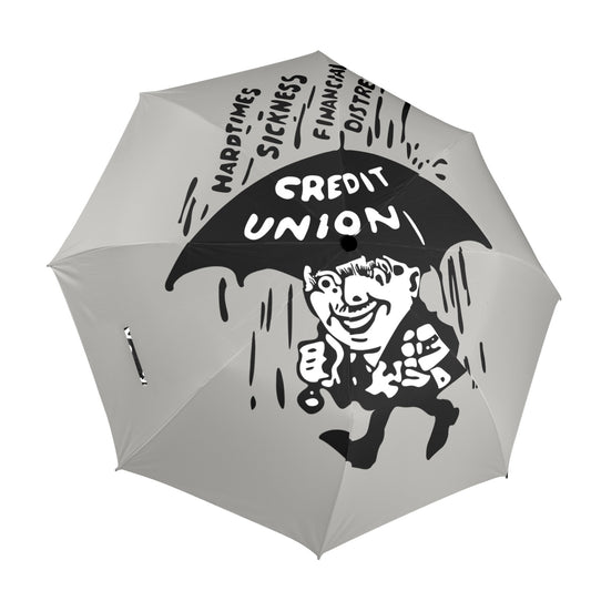 Credit Union Umbrella Man Umbrella (Grey Full Logo)