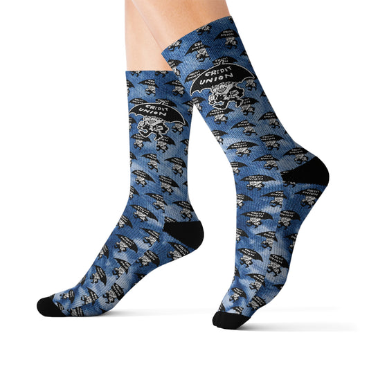 Blue Tie Dye Umbrella Man Socks