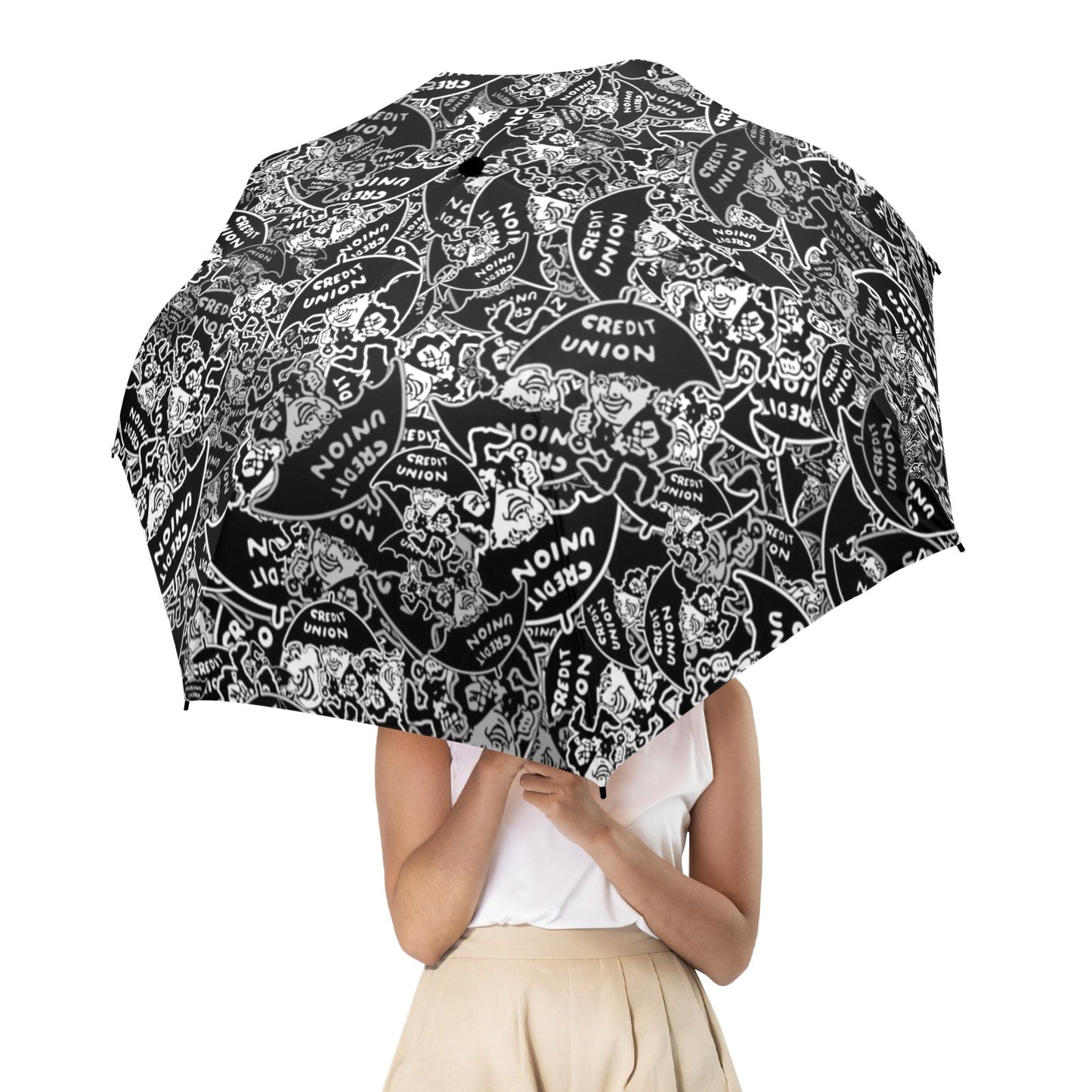 Credit Union Umbrella Man Umbrella (Black & White)