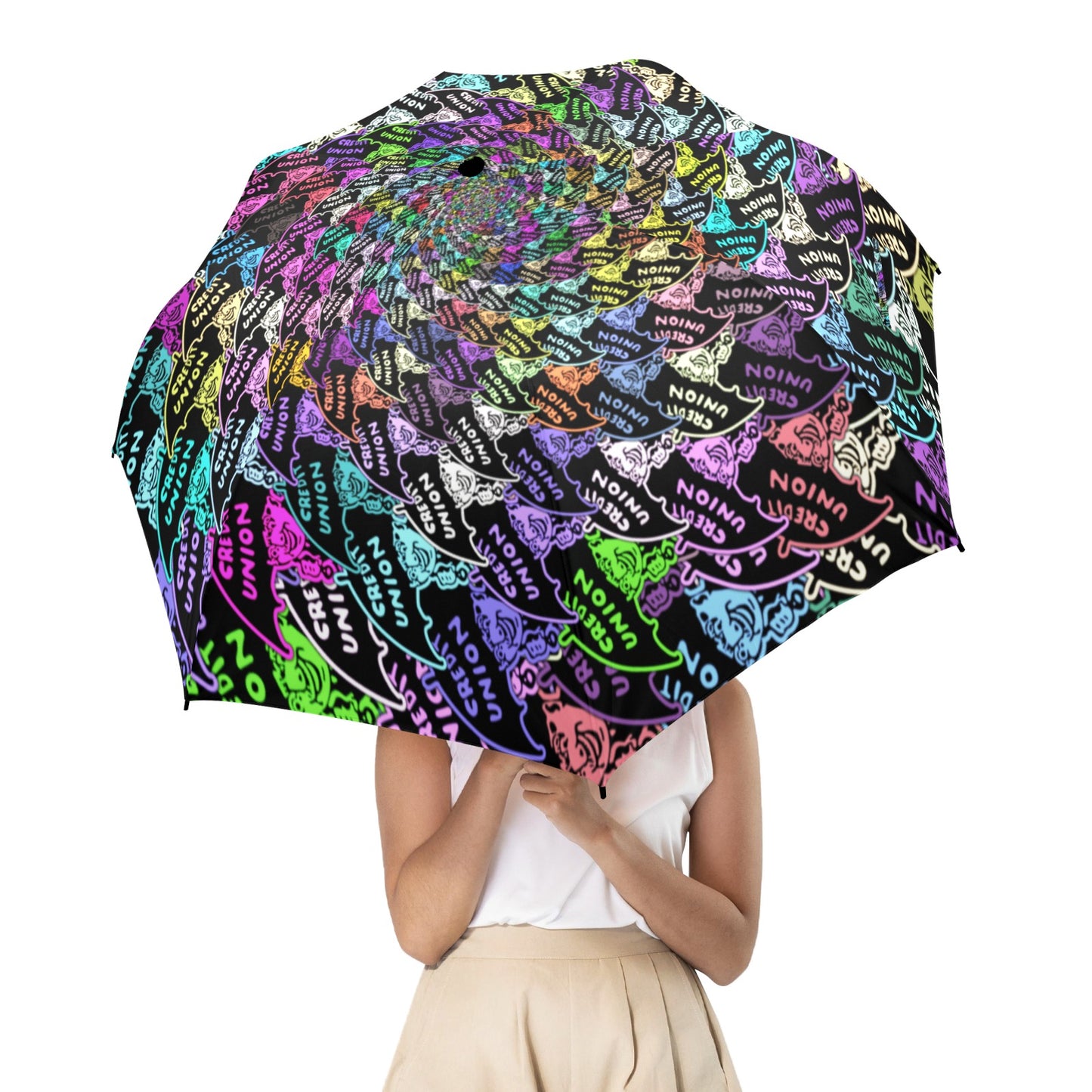 Credit Union Umbrella Man Umbrella (Rainbow Spiral)