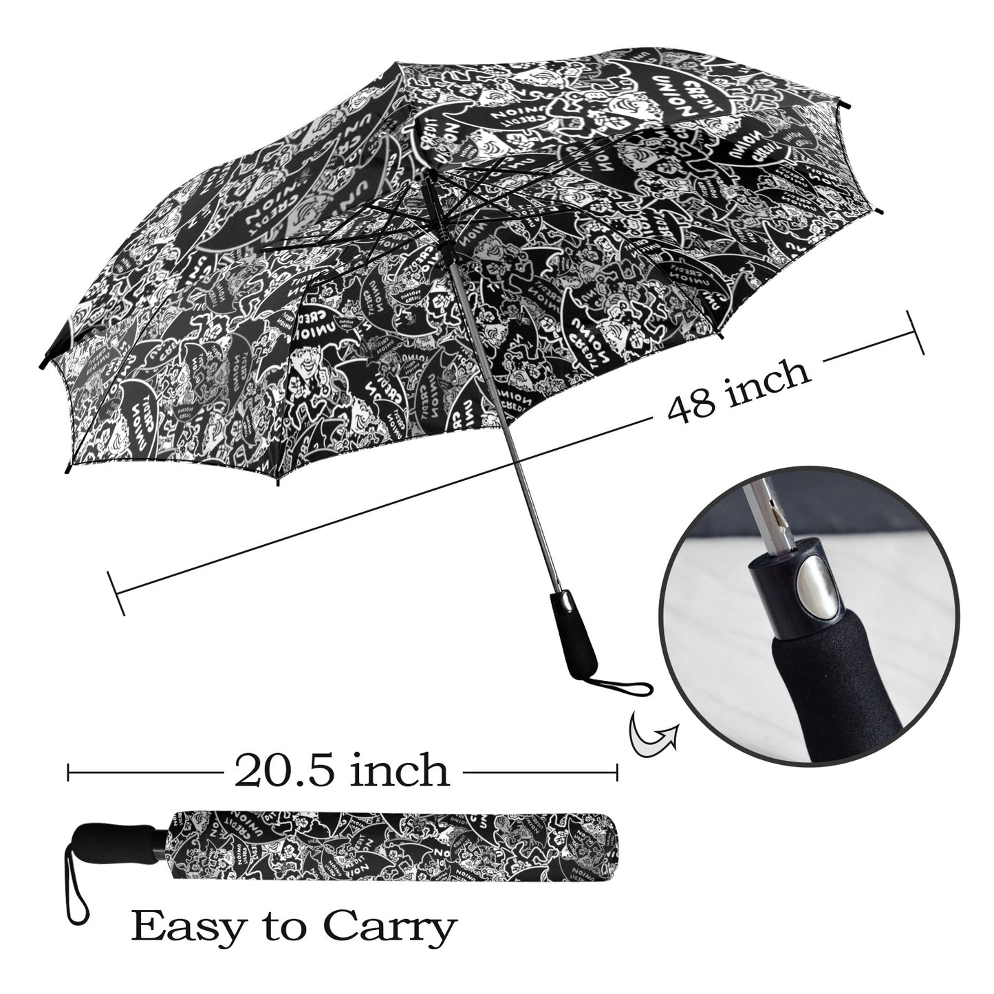 Credit Union Umbrella Man Umbrella (Black & White)