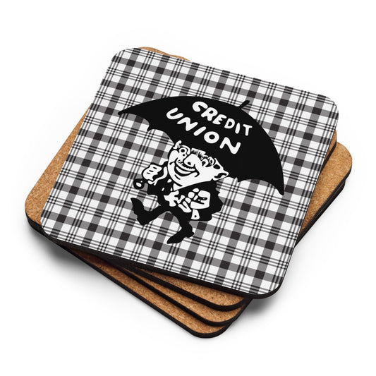 Umbrella Man Plaid Cork-back coaster