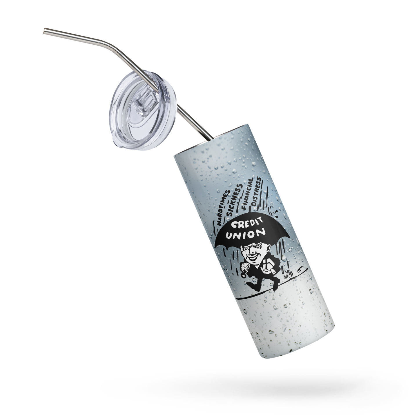 Umbrella Man Tumbler - Raindrops