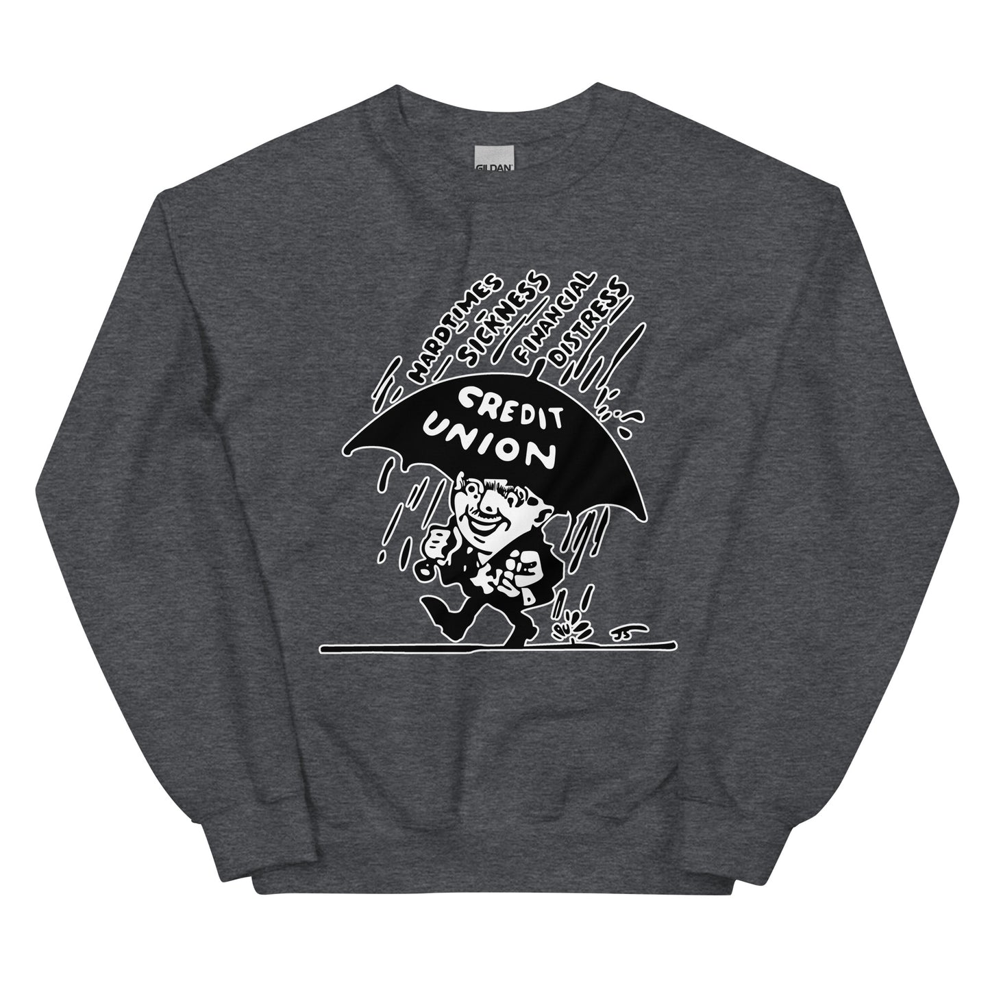 Umbrella Man Crewneck Sweatshirt (white outline) Full Logo