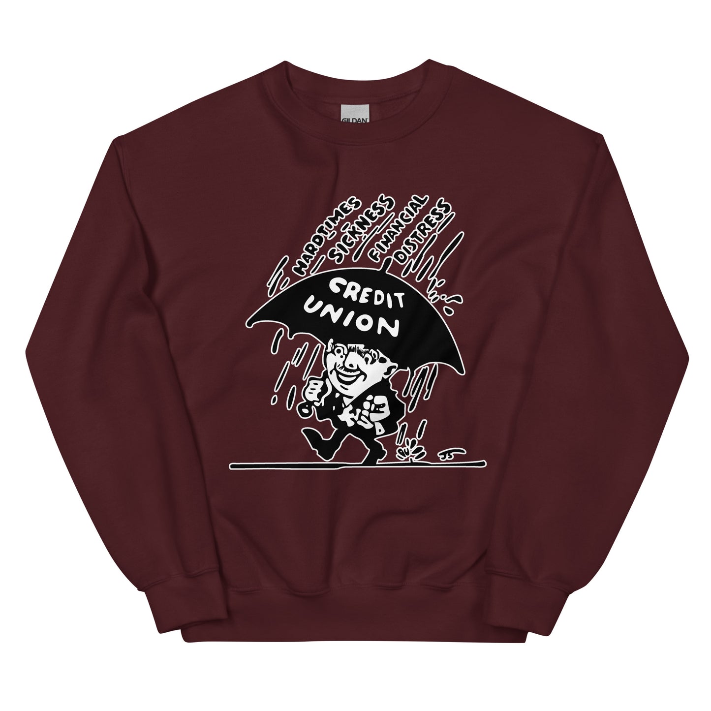 Umbrella Man Crewneck Sweatshirt (white outline) Full Logo