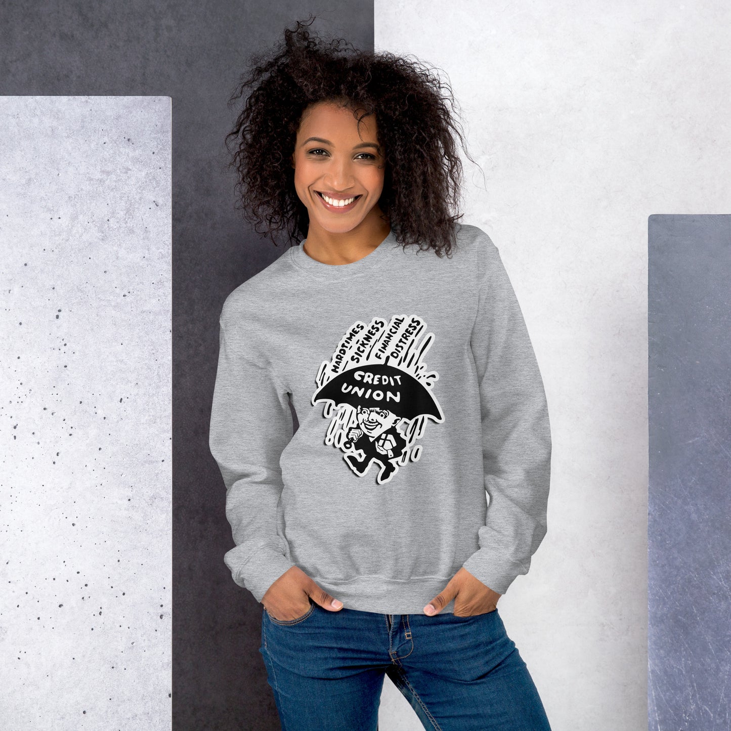 Umbrella Man Crewneck Sweatshirt (white outline) Full Logo