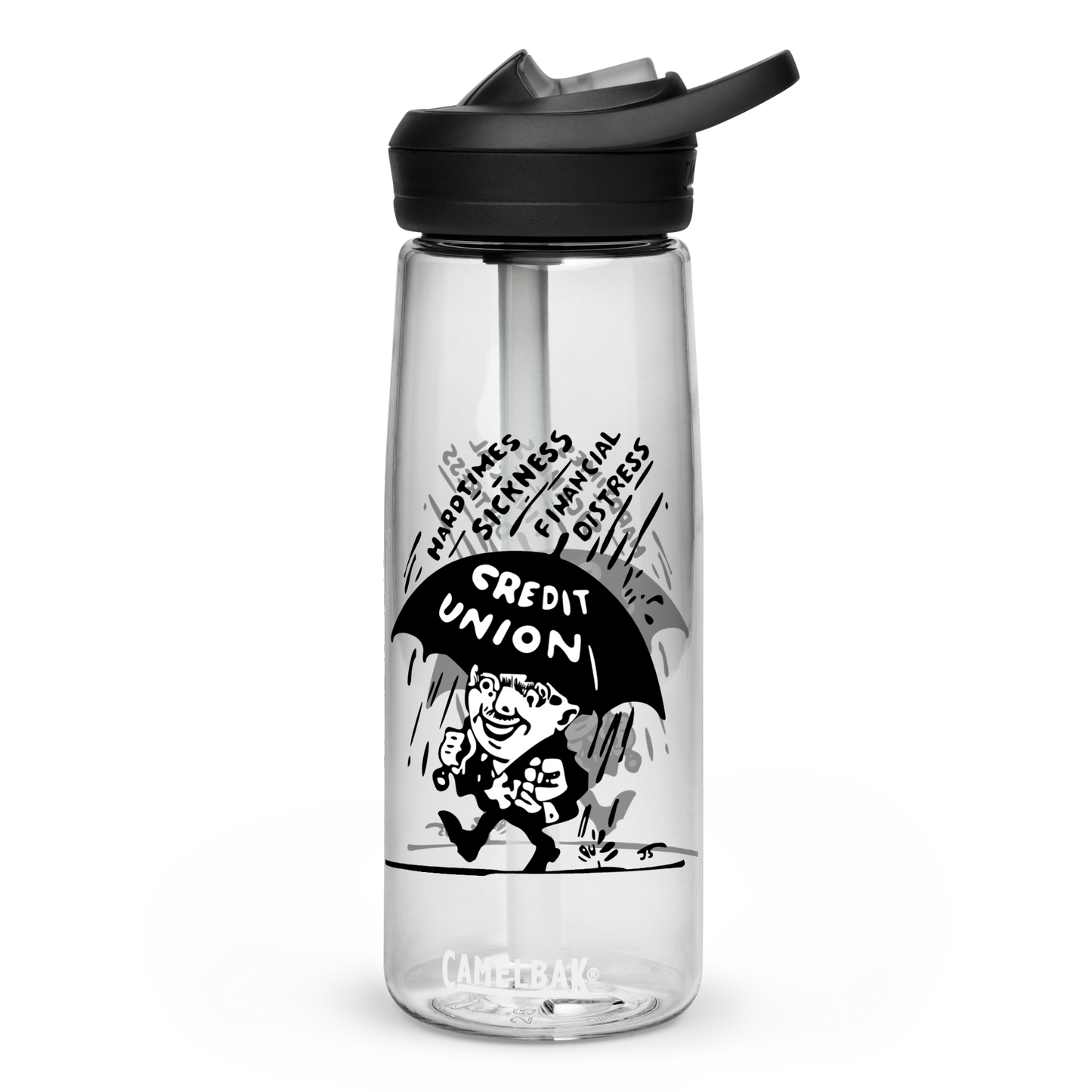 Credit Union Umbrella Man Sports Bottle